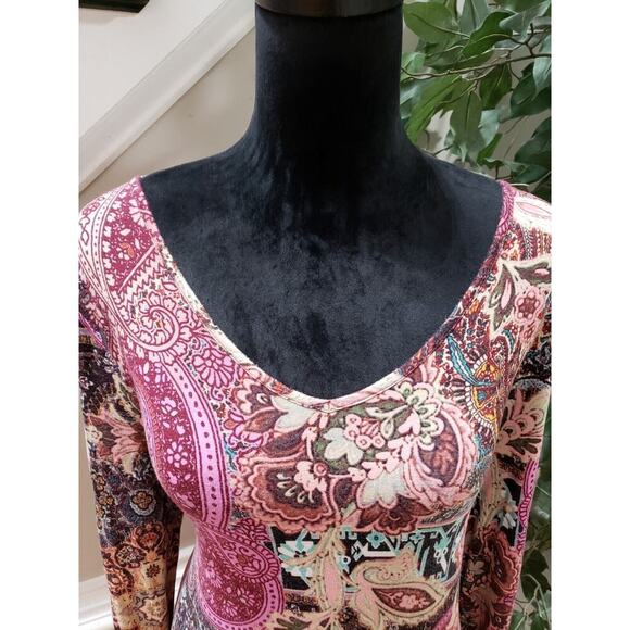 Cupio Women's Multicolor Viscose Round Neck Long Sleeve Top Blouse Size Large - Picture 4 of 10